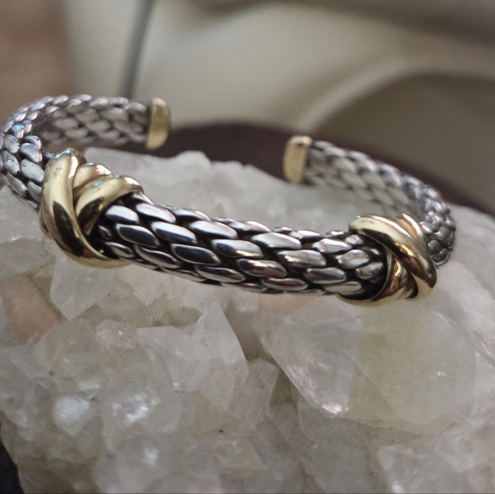 14k Gold And Sterling Silver Cuff Bracelet